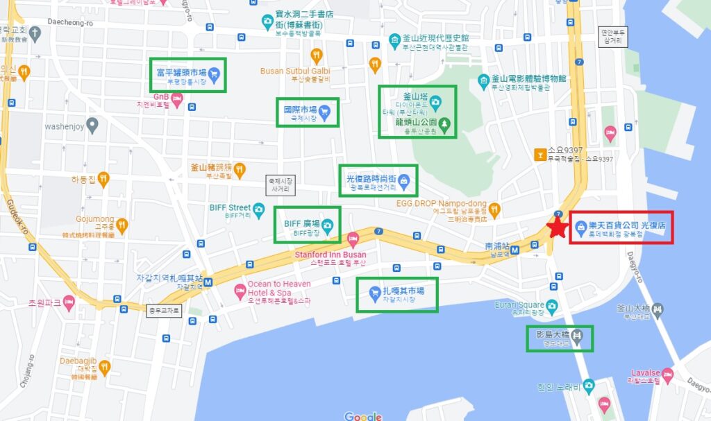 釜山南浦洞樂天百貨光復店地圖