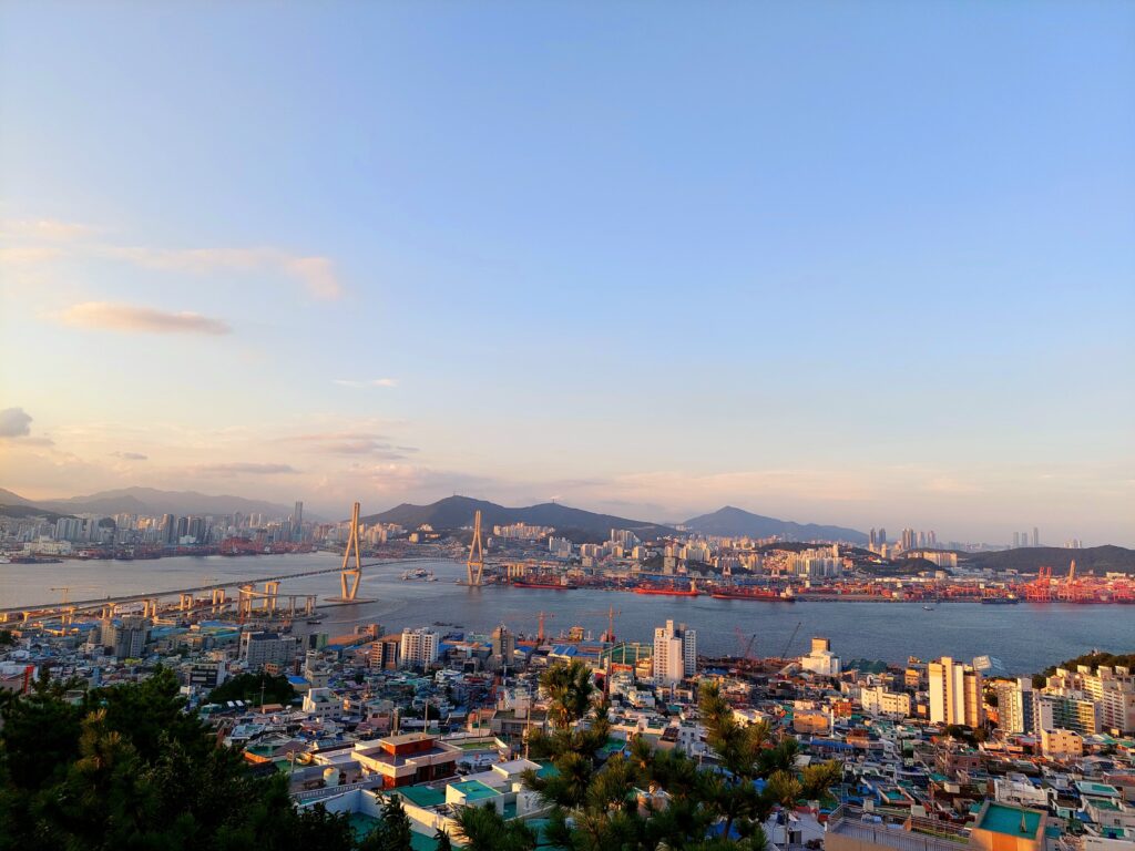 釜山港夜景，青鶴配水池 청학 배수지